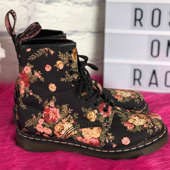 Dr. Martens Shoes - Dr. Marten 11821 Rare Pink Rose Floral Boot